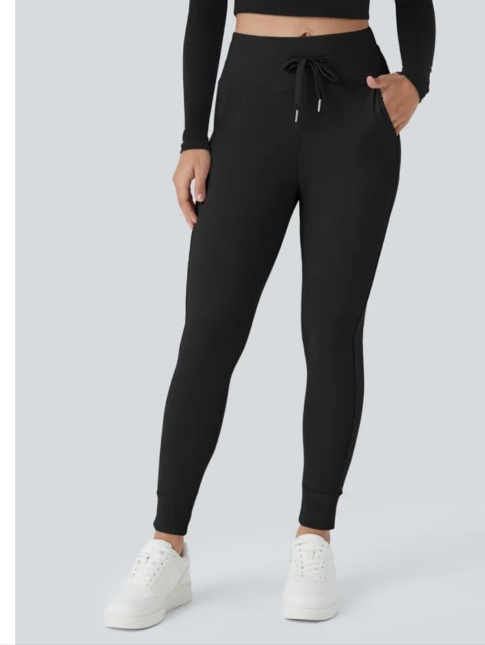HALARA SoftlyZero Plush High Waisted Drawstring Pocket Plain Full Length Jogger